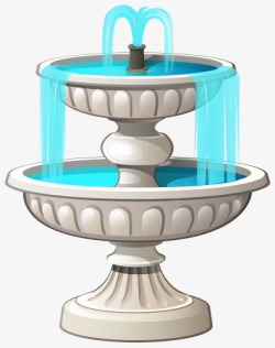 喷泉免抠平面图浪漫卡通的小喷泉高清图片