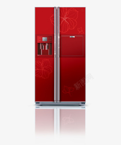 红色喜庆智能对开门冰箱素材