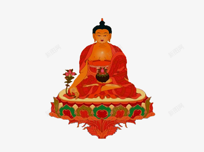 红色手绘的药师佛png免抠素材_88icon https://88icon.com 中国风 免抠图 古典 效果图 药师佛 装饰图 装饰画 雕刻