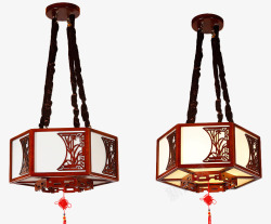 新款中式灯具客厅吊灯实木餐厅吊素材