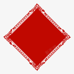 红色矩形花纹边框素材