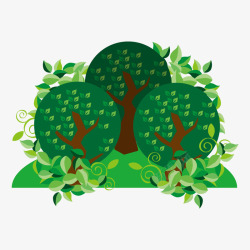 绿色的卡通树木装饰图素材