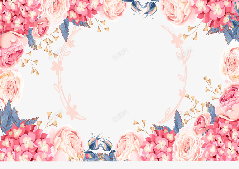 粉色浪漫花朵背景边框png免抠素材_88icon https://88icon.com 创意 浪漫 祝福 粉色 结婚 花朵 装饰 边框