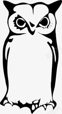 手绘羽毛笔猫头鹰插画图标图标