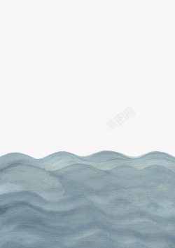 灰色手绘大海装饰素材