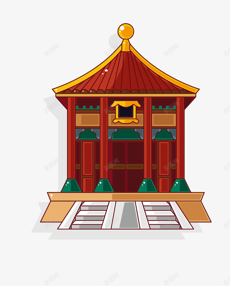 手绘卡通中国传统建筑png免抠素材_88icon https://88icon.com 中国 传统 动画 屋檐设计 建筑 房子 游戏 游戏背景 红色
