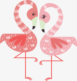 粉红浪漫火烈鸟情侣矢量图素材