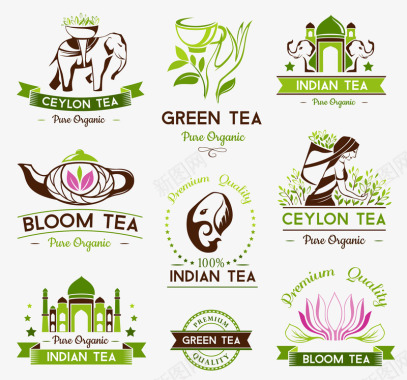 泰国绿色清新茶叶图标图标