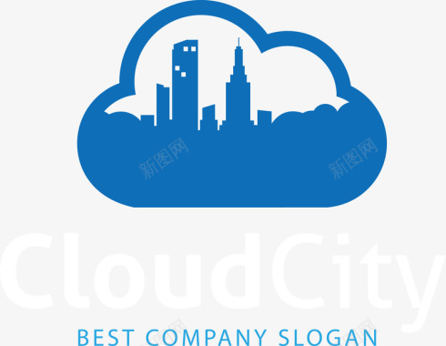 企业感恩蓝色城市云朵图标图标