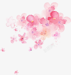 粉色水彩花朵手绘梦幻素材