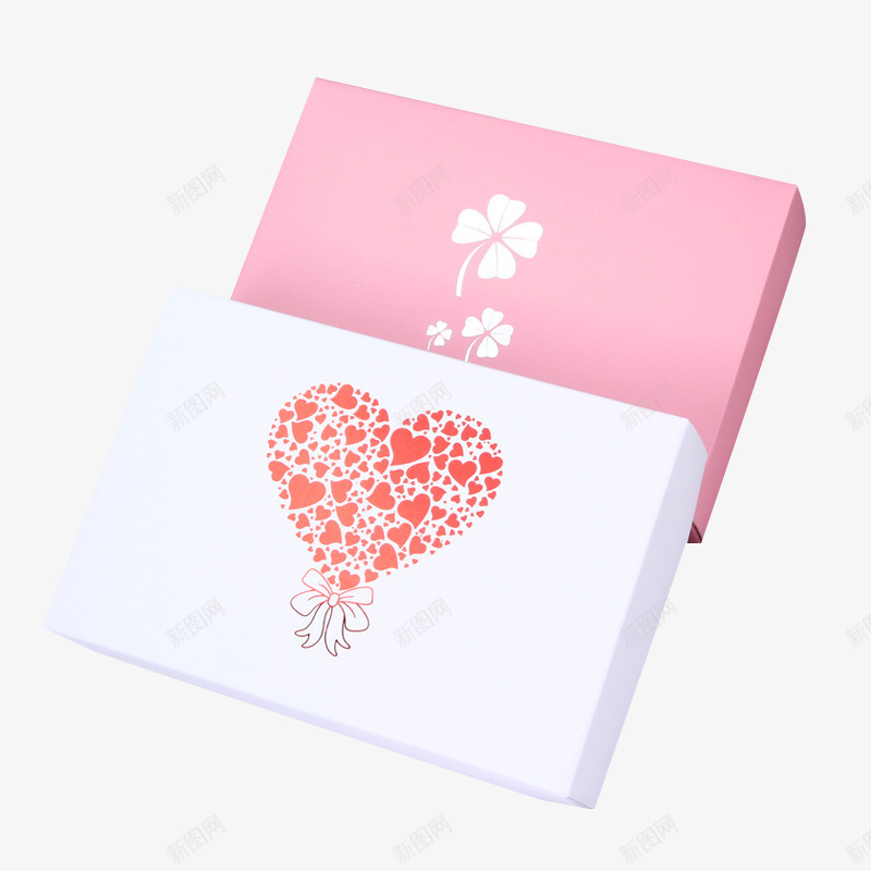 可爱粉色系礼盒png免抠素材_88icon https://88icon.com 包装彩盒 心形图案 扁平盒子 简洁设计