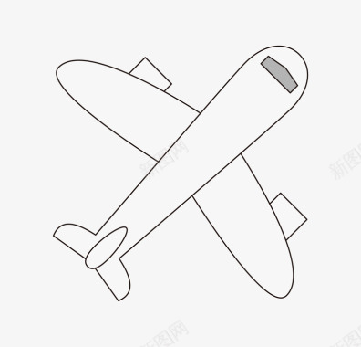 手绘线条飞机装饰图标图标