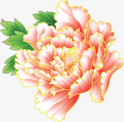 粉色手绘中式牡丹花朵素材