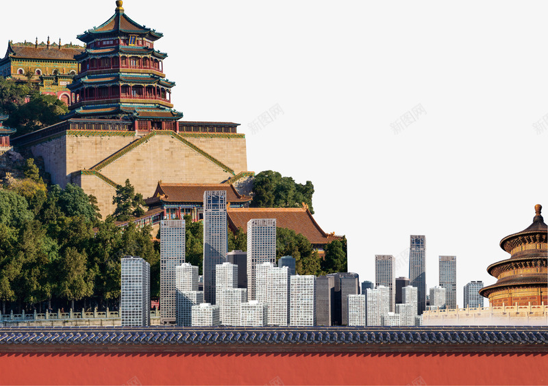 北京现代建筑和古建筑png免抠素材_88icon https://88icon.com 中国 中国风 北京 北京印象 北京著名景区 老北京 颐和园 首都特色