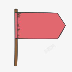 红色手绘线稿旗帜卡通插画素材