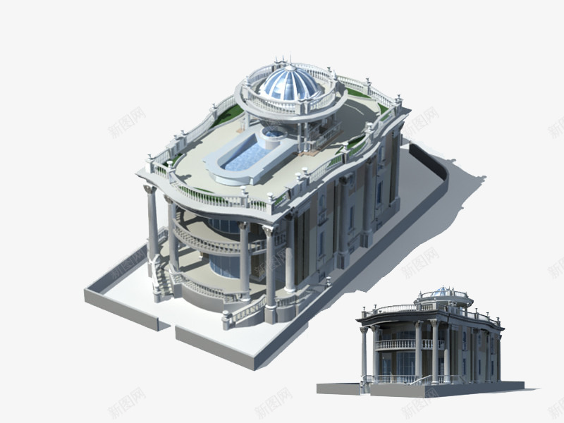 立体房屋png免抠素材_88icon https://88icon.com 别墅装修3D效果图 复式房子立体图 户型图 房屋修建模型图 立体房屋