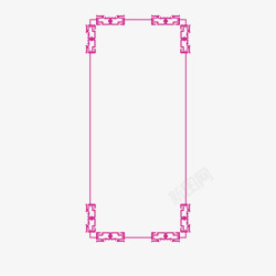 红色矩形中式边框竖框素材