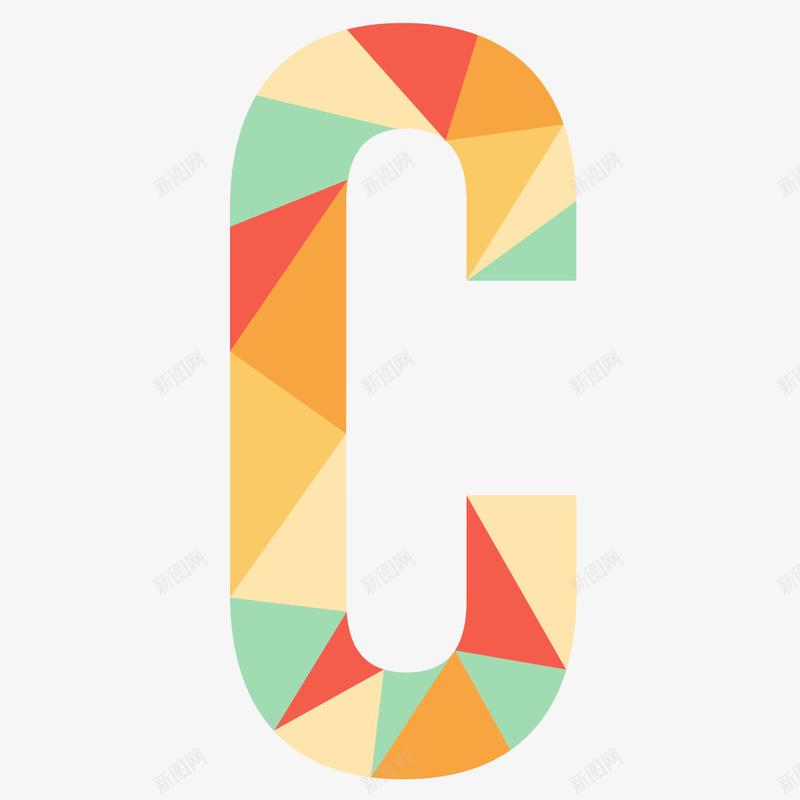 彩色色块拼接英文字母Cpng免抠素材_88icon https://88icon.com 26个字母 三角色块拼接 创意字母 字母设计 广告字母 彩色字母 艺术字体 英文字母C
