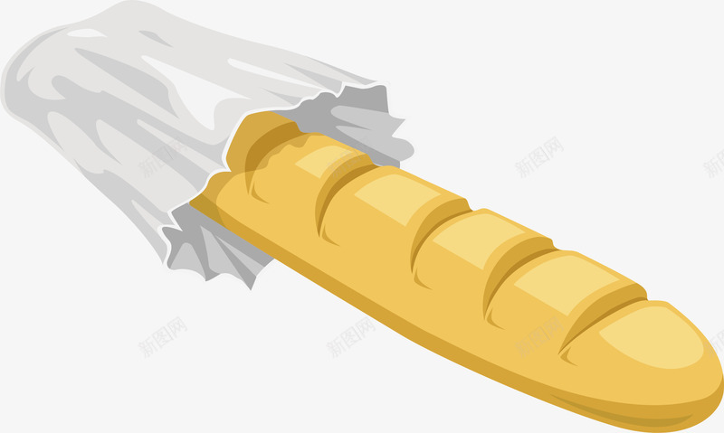 法棍矢量图ai免抠素材_88icon https://88icon.com 切口 包装 小麦色 干粮 手绘 法棍 面包 矢量图