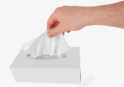 手拿着白色纸质包装的抽纸巾实物素材
