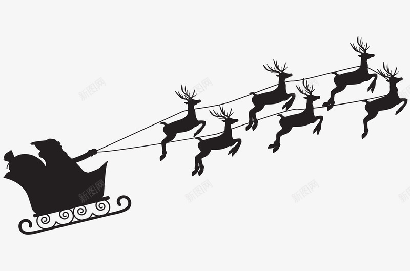 拉着圣诞老人的圣诞鹿png免抠素材_88icon https://88icon.com 免抠图 圣诞老人 圣诞节 圣诞鹿 效果图 装饰图 装饰画 黑色