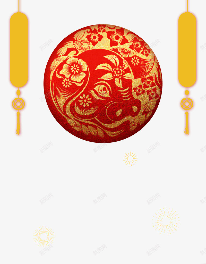 喜庆新年2019年猪年海报背景png免抠素材_88icon https://88icon.com 2019年 喜庆 新年 海报 猪年 艺术 金色