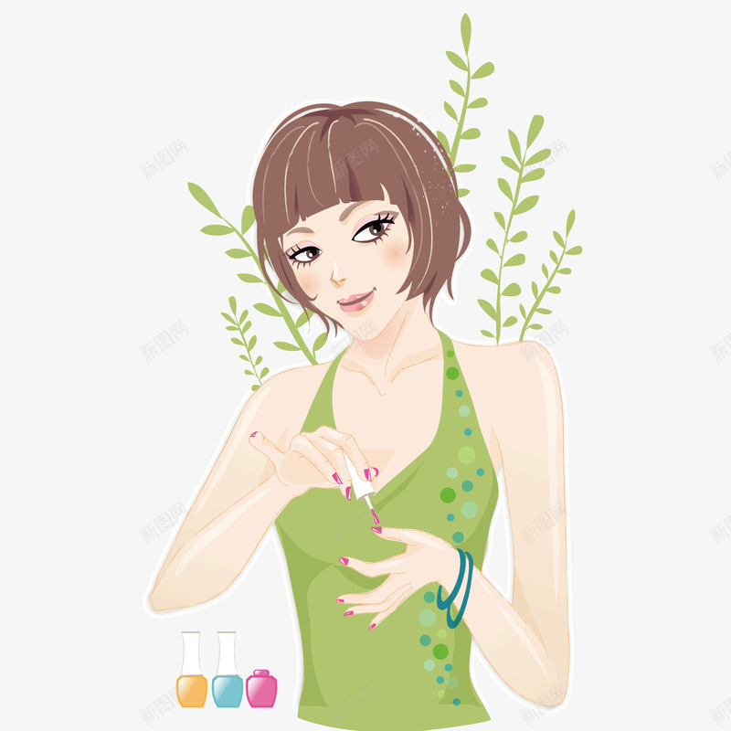 涂指甲油的美女插画矢量图ai免抠素材_88icon https://88icon.com 指甲 插画美女 美女 美女插画 矢量图