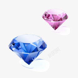 闪耀蓝色紫色三角钻石矢量图素材
