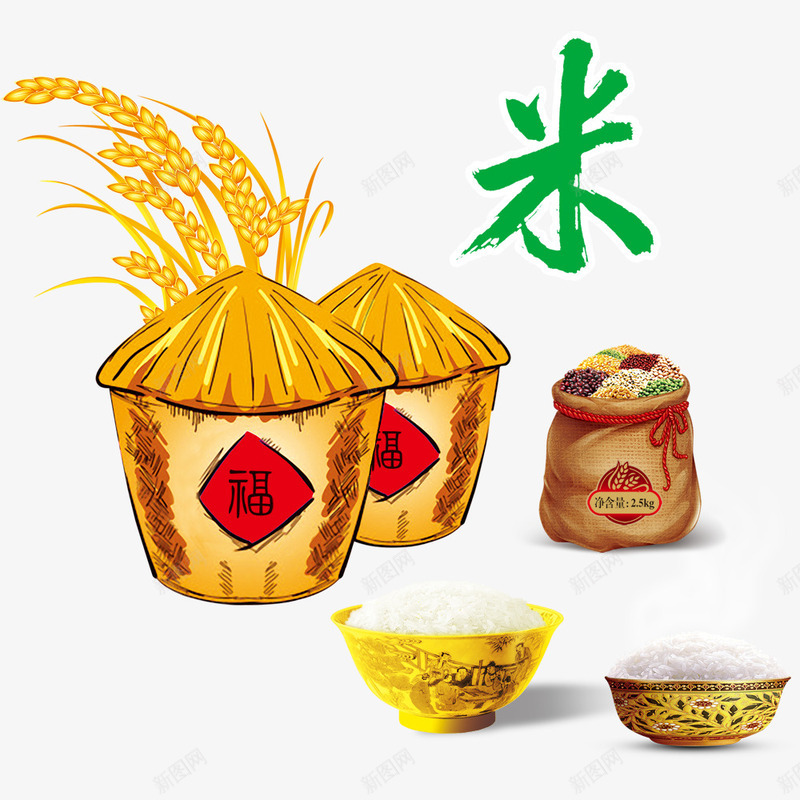 手绘粮食面粉包装psd免抠素材_88icon https://88icon.com 包装 手绘 粮食 面粉