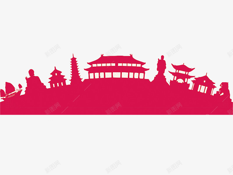 中国风剪纸古代建筑png免抠素材_88icon https://88icon.com 中国风 剪纸 历史 古代 建筑 简约 红色 装饰