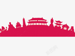 中国风剪纸古代建筑素材