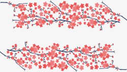 浪漫红色樱花花纹矢量图素材