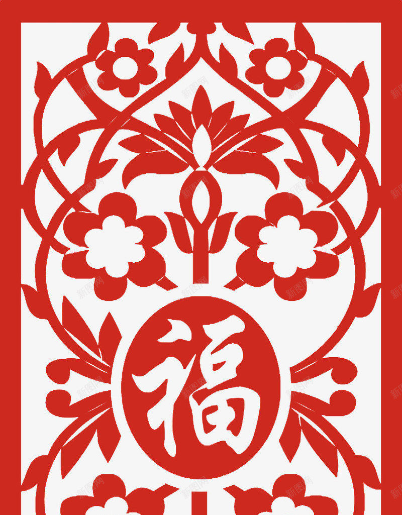 中式窗花png免抠素材_88icon https://88icon.com 中国风 剪纸风 窗花 红色