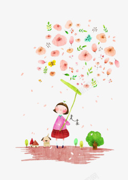 小女孩和花朵素材