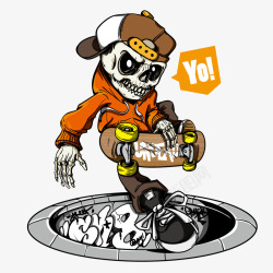 滑板男孩矢量图素材