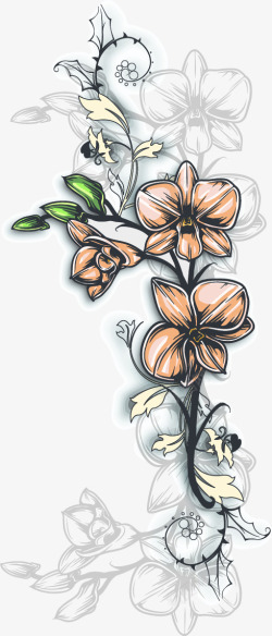 手绘梦幻艺术花朵植物手绘素材