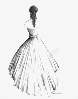 素描婚纱婚纱背影高清图片