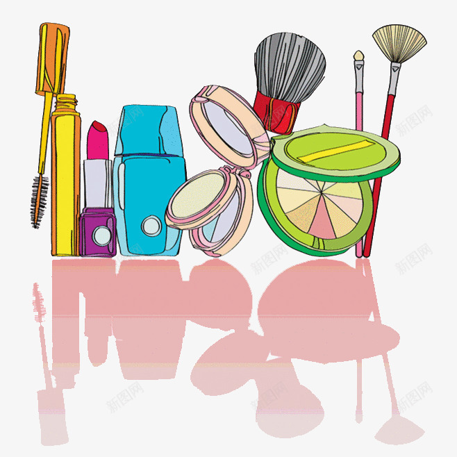 化妆品png免抠素材_88icon https://88icon.com 卡通 口红 彩妆 手绘 睫毛膏 镜子