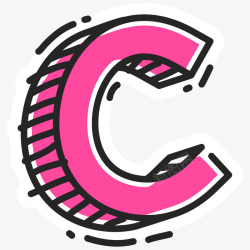 粉色手绘的立体字母C素材