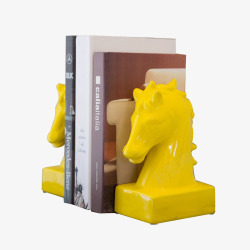 书籍装饰品黄色马头客厅书靠创意摆件高清图片