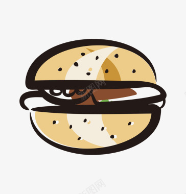 手绘汉堡食物图标图标
