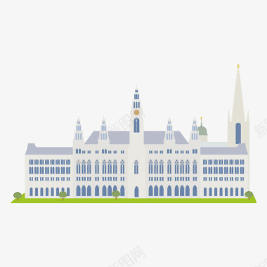 建筑与城市奥地利建筑旅游景点标矢量图图标图标