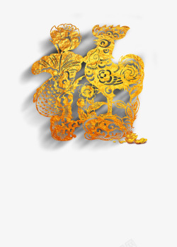 金色的鸡年花纹福字素材