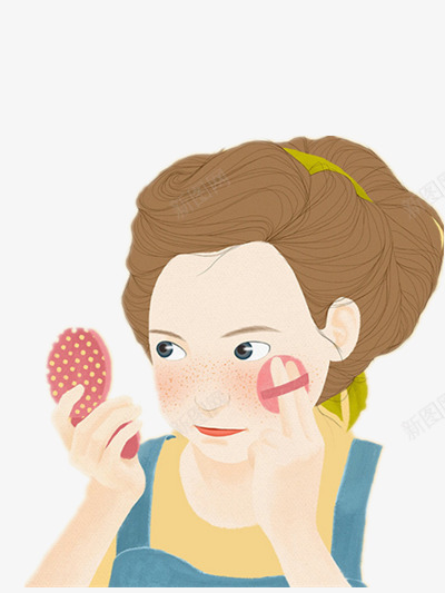 插画png免抠素材_88icon https://88icon.com 化妆 女孩 彩色 插画 气垫