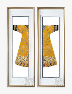 中式皇帝黄袍装饰画素材