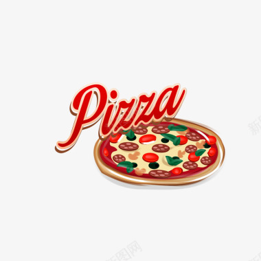 红色美味桑葚复古披萨图标矢量图图标