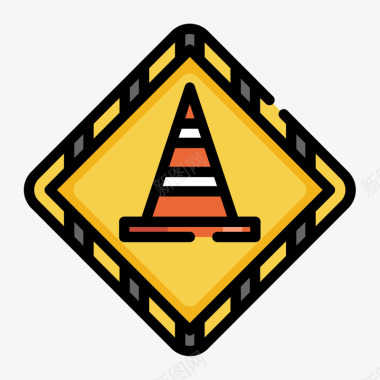 传输警示图标黄色手绘圆角施工中元素图标图标