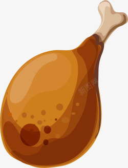 手绘棕色鸡腿素材