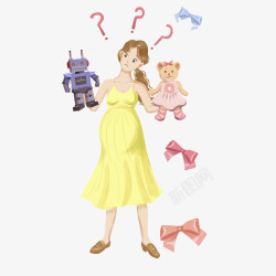 矢量粉色问号疑问的孕妇高清图片