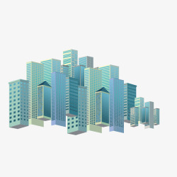 蓝色城市建筑物大楼矢量图素材